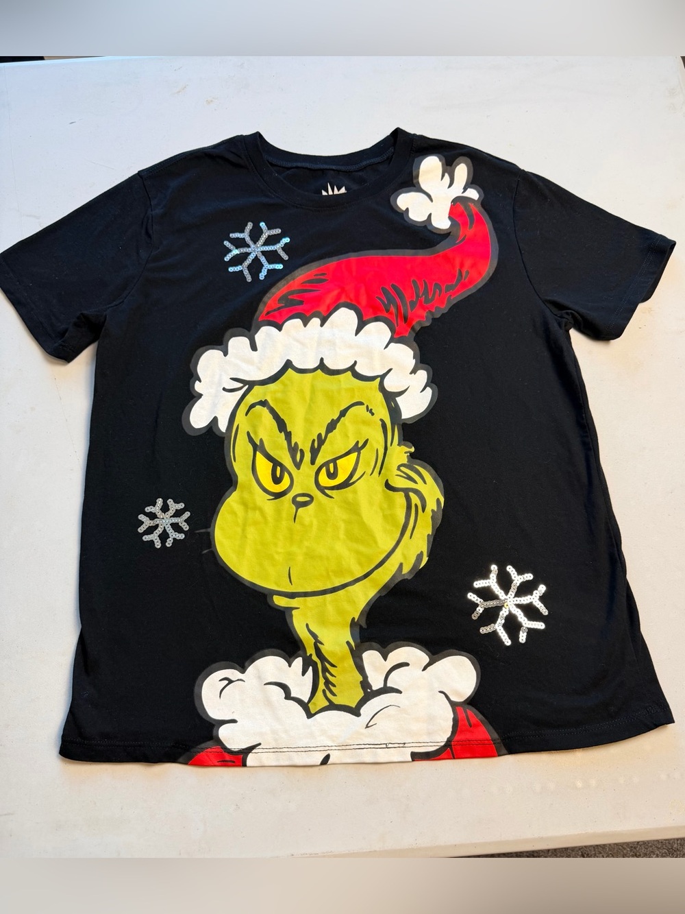Dr. Seuss Black Grinch Holiday Tee with Red Hat
